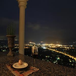 Night view of the city, the sea and the mainland