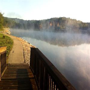 Paved walkway all the way around Fox Hollow Lake